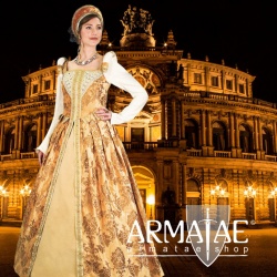 Renaissance Kleid Brokat Gold