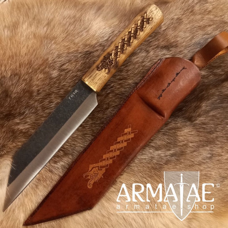 Original Norse Dragon Seax Knife mit Lederscheide auf https://armatae.shop