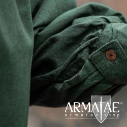 Meliertes Stehkragen Schnuerhemd Gruen von Leonardo Carbone bei Armatae.shop