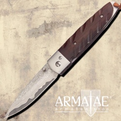Hight End SanMai Damast Taschenmesser arretierend mit Wenge Holzgriff auf https://armatae.shop