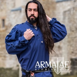 Mittelalterhemd Adrian mit Oesen Blau 2022bl von Leonardo Carbone bei Armatae.shop
