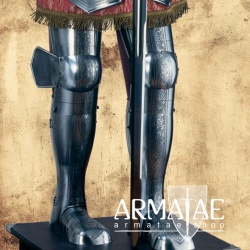 Replik einer prunkvoll geätzten und gebläuten Rüstung aus der königlichen Rüstkammer in Madrid auf https://armatae.shop