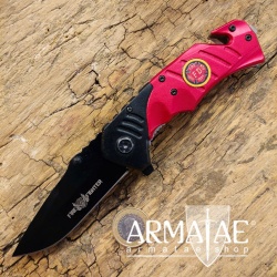 Federunterstütztes Einhand Einsatz-Messer mit glatter Schneide, Gurtschneider und Glasbrecher-Pin auf https://armatae.shop