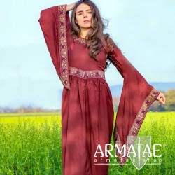 Edles Viskose Kleid Rostrot von Leonardo Carbone auf https://armatae.shop - Bild 2