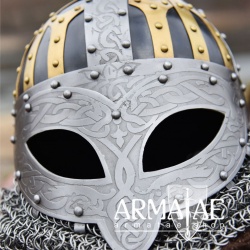 Wikinger Brillenhelm, Spangenhelm mit Brünne auf https://armatae.shop