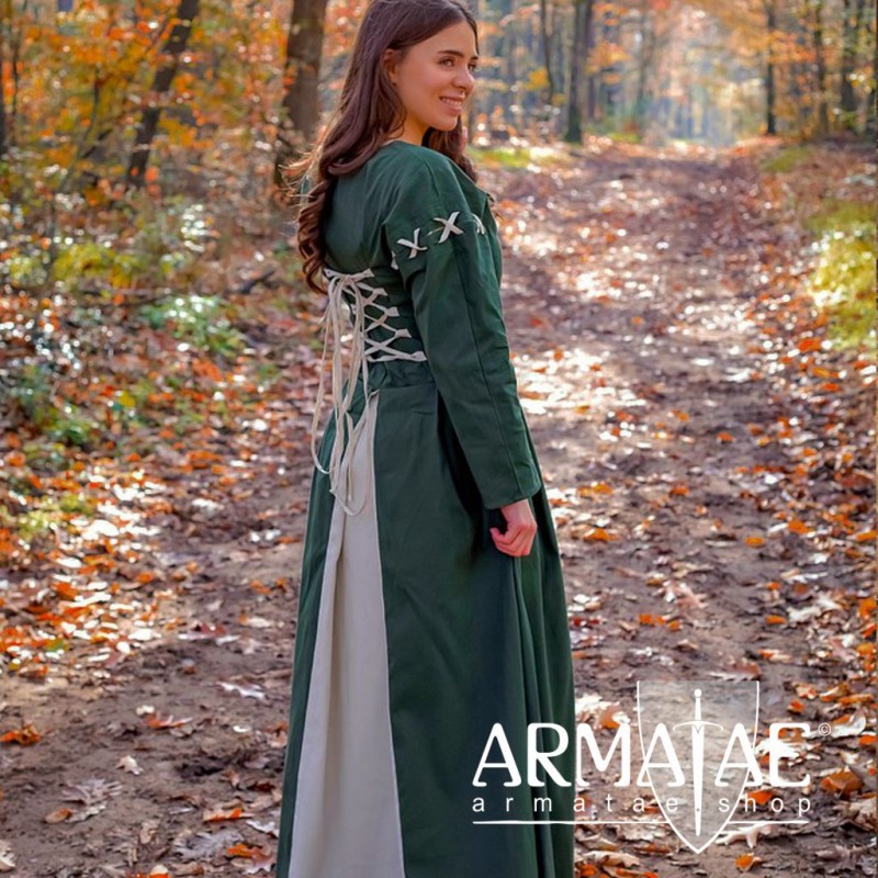 Mittelalterkleid "Larina" Grün/Natur auf https://armatae.shop