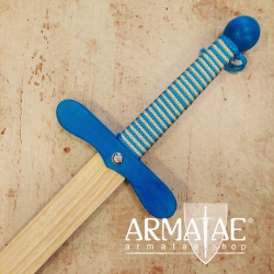 72 cm Holzschwert mit zweifarbig gewickeltem Griff und rundem Knauf auf https://armatae.shop