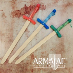 72 cm Holzschwert mit zweifarbig gewickeltem Griff und rundem Knauf auf https://armatae.shop