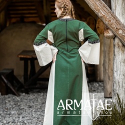 Mittelalter Baumwollkleid "Angie" Gruen/Natur auf https://armatae.shop