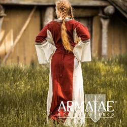 Mittelalter Baumwollkleid "Angie" Rot/Natur auf https://armatae.shop
