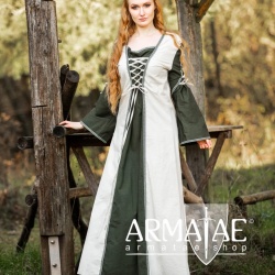 Mittelalter Kleid Amalia Natur/Grün 4963gn auf https://armatae.shop