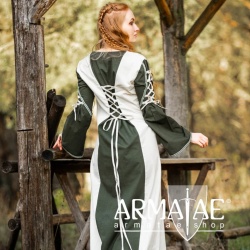 Mittelalter Kleid Amalia Natur/Grün 4963gn auf https://armatae.shop