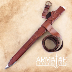 Scheide mit Gürtel und Bronzeschnalle für Wikingerschwert auf https://armatae.shop