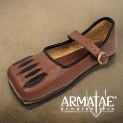 Kuhmaulschuhe / Renaissance Schuhe braun-schwarz "Caspar" auf https://armatae.shop