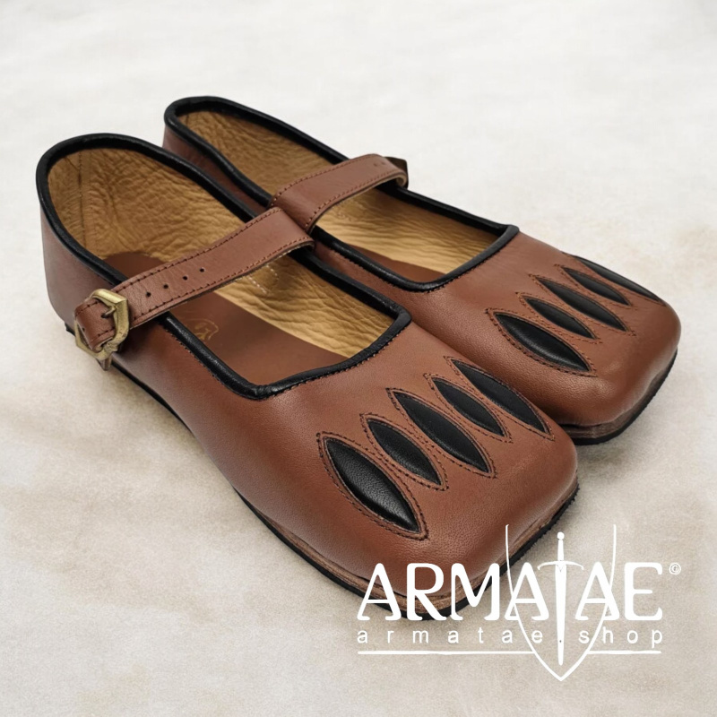 Kuhmaulschuhe / Renaissance Schuhe braun-schwarz "Caspar" auf https://armatae.shop