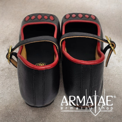 Kuhmaulschuhe / Renaissance Schuhe schwarz-rot "Caspar" auf https://armatae.shop