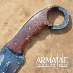 https://armatae.shop Carbonstahl Karambitmesser mit Lederscheide ANEAK1290L