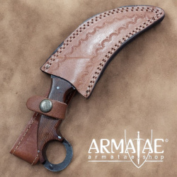 https://armatae.shop Carbonstahl Karambitmesser mit Lederscheide ANEAK1290L