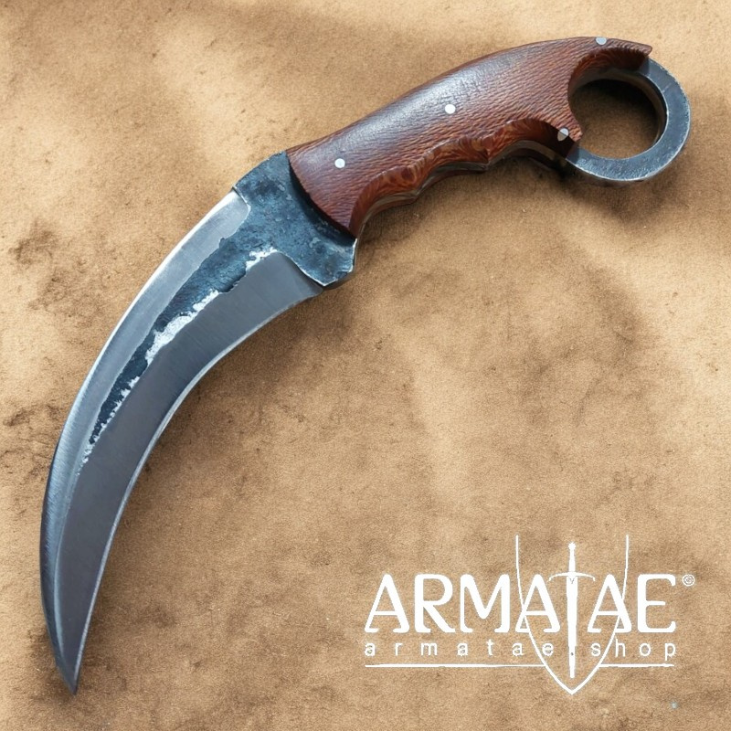 https://armatae.shop Carbonstahl Karambitmesser mit Lederscheide ANEAK1290L