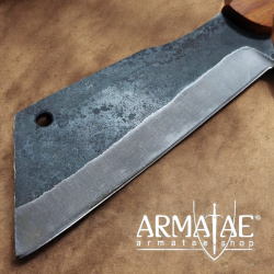 https://armatae.shop Carbonstahl Messer "Cleaver" mit Lederscheide ANEKB1750S