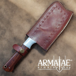 https://armatae.shop Carbonstahl Messer, Hackbeil "Cleaver" mit Lederscheide ANEKB1750B