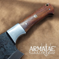 https://armatae.shop Carbonstahl Messer, Hackbeil "Cleaver" mit Lederscheide ANEKB1750B