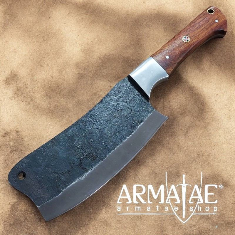 https://armatae.shop Carbonstahl Messer, Hackbeil "Cleaver" mit Lederscheide ANEKB1750B