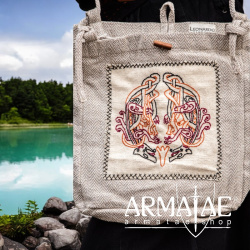 Umhängetasche mit Wikinger Stickerei "Tora" Natur auf https://armatae.shop