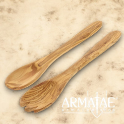 Zweiteiliges Salatbesteck Olivenholz 29 cm auf https://armatae.shop