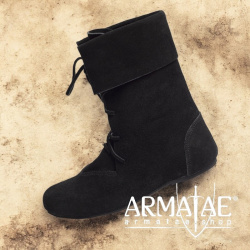 Mittelalterlicher Stiefel mit Stulpe "Aurin" Schwarz auf https://armatae.shop