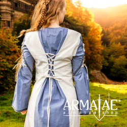 Mittelalter Kleid Amalia Natur/Taubenblau auf https://armatae.shop