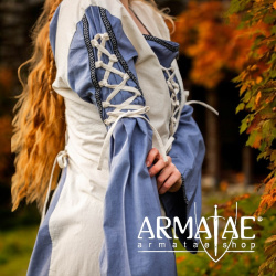 Mittelalter Kleid Amalia Natur/Taubenblau auf https://armatae.shop