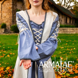 Mittelalter Kleid Amalia Natur/Taubenblau auf https://armatae.shop