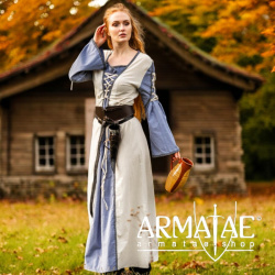 Mittelalter Kleid Amalia Natur/Taubenblau auf https://armatae.shop