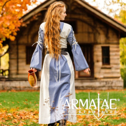 Mittelalter Kleid Amalia Natur/Taubenblau auf https://armatae.shop