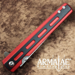 Einhandmesser Ganzmetall Rot / Schwarz auf https://armatae.shop