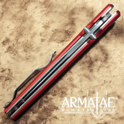 Einhandmesser Ganzmetall Rot / Schwarz auf https://armatae.shop