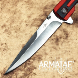 Einhandmesser Ganzmetall Rot / Schwarz auf https://armatae.shop