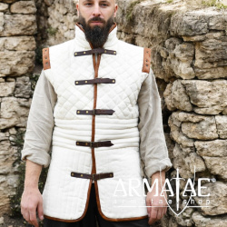 Gambeson mit abnehmbaren Ärmeln & Leder, Natur-Braun ULF-CL-29 auf https://armatae.shop