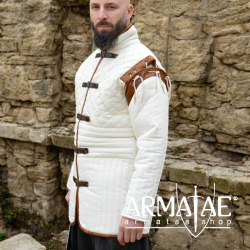 Gambeson mit abnehmbaren Ärmeln & Leder, Natur-Braun ULF-CL-29 auf https://armatae.shop