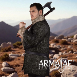 Kettenhemd Haubergeon Schwarz – 9 mm MIX auf https://armatae.shop