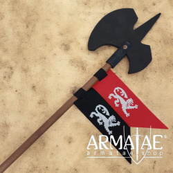 Kinder Hellebarde mit Flagge aus Holz und dickem, weichen Gummi auf https://armatae.shop