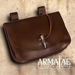 Mittelalterliche XL Ledertasche – Vollnarbenleder Braun auf https//amratae.shop