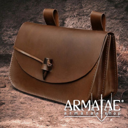 Mittelalterliche XL Ledertasche – Vollnarbenleder Braun auf https//amratae.shop