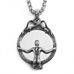 Frau im Spiegel Anhänger "MEMENTO MORI" und Kette aus Edelstahl - 60 cm auf https://armatae.shop