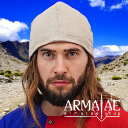 Gepolsterte Mütze aus 100 % Leinen auf https://armatae.shop