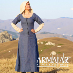 Mittelalterliches Damenkleid – Halbarmkleid mit Schnürung vorne auf https://armatae.shop