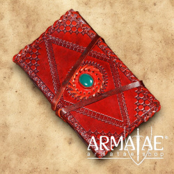 Mittelalterliches Journal mit grünem Stein, handgefertigtes Vintage-Tagebuch auf https://armatae.shop