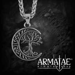 Mond Schmuckanhänger mit einem Lebensbaum aus Edelstahl - 60 cm auf https://armatae.shop