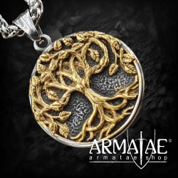 Silber, Goldfarbender Yggdrasil Schmuck Anhänger aus Edelstahl 60 cm auf https://armatae.shop
